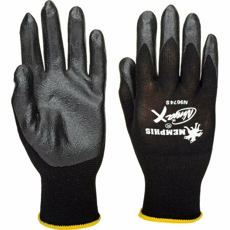 Mcr Safety Ninja X Bi-Polymer Coated Palm Gloves, Black, Large N9674L
